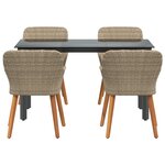 vidaXL Ensemble de salle à manger de jardin 5 pièces en rattan poly beige