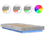 vidaXL Cadre de lit avec lumières LED gris béton 90x200 cm