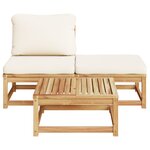 vidaXL Salon de jardin 3 Pièces avec coussins bois massif d'acacia