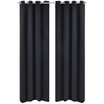 2 Pièces Rideau Blackout Occultant Noir avec Œillets en métal 135x245cm
