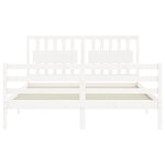 vidaXL Cadre de lit avec tête de lit blanc King Size bois massif