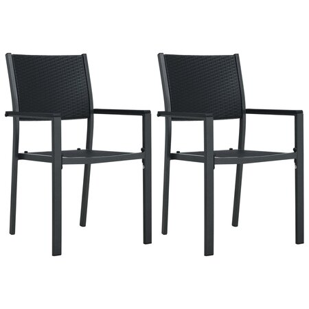 vidaXL Chaises de jardin 2 Pièces Noir Plastique Aspect de rotin