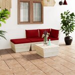 vidaXL Salon de jardin palette 4 Pièces avec coussins Épicéa imprégné