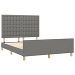 vidaXL Cadre de lit avec tête de lit Gris foncé 140x190 cm Tissu