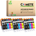 COMETE, Entreprise française - 550 551 XL - 15 Cartouches d'encre Compatibles avec Canon PGI-550 CLI-551 / 550XL 551XL - pour Cartouche Canon mg5650 mg5550 Cartouche mg6650… (15)