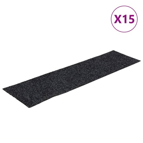 vidaXL Tapis d'escalier autocollants Rectangulaire 15 Pièces 76x20cm Gris