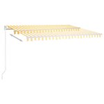 vidaXL Auvent manuel rétractable avec LED 400x350 cm Jaune et blanc