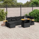 vidaXL Salon de jardin 8 Pièces avec coussins noir résine tressée