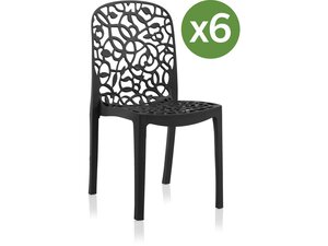 Lot de 6 chaises jardin "flora" - anthracite