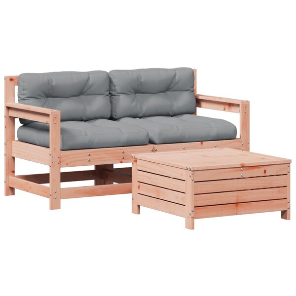 vidaXL Salon de jardin 3 Pièces avec coussins bois massif douglas
