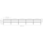 vidaXL Clôture de jardin à dessus en lance Acier (1 25-1 5)x8 5 m Noir