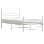 vidaXL Cadre de lit métal avec tête de lit/pied de lit blanc 75x190 cm