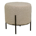 Pouf en fausse peau d'agneau marron clair aux pieds noirs Ø 35 5 x 37 cm