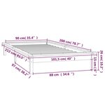 vidaXL Cadre de lit à LED marron miel 90x200 cm bois massif