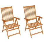 vidaXL Chaises de jardin lot de 2 et coussins noir Bois de teck massif