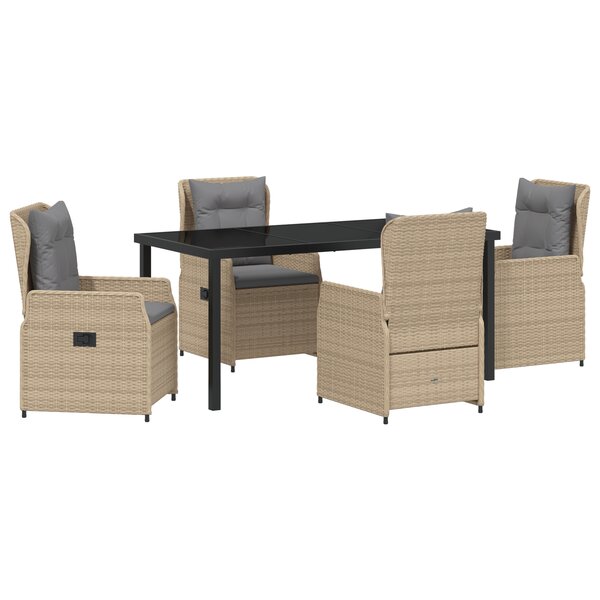 Ensemble salle à manger jardin 5 pièces Beige Rattan Synthétique