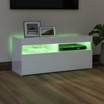 vidaXL Meuble TV avec lumières LED blanc brillant 90x35x40 cm