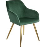 Lot de 4 chaises pieds doré siège de salon cuisine salle à manger design élégant velours vert 08_0000111