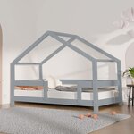 Lit cabane enfant LUCKY 120 x 200 gris
