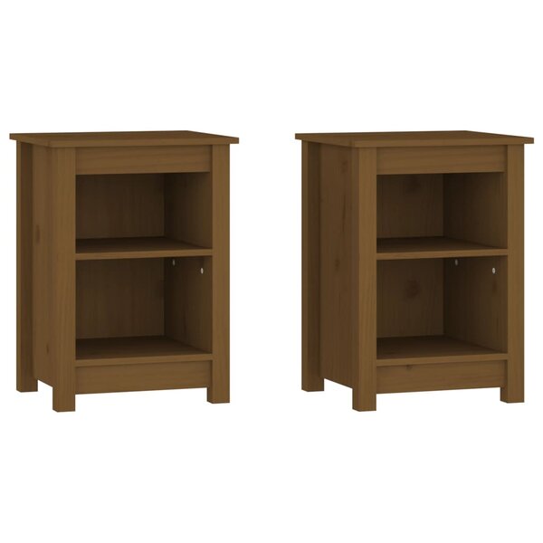 vidaXL Tables de chevet 2 Pièces Marron miel 40x35x55 cm Bois pin massif