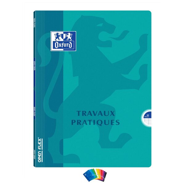 Cahier TP OPENFLEX 24x32 cm 40 p Seyès 90g + 40 p unies 120g coloris aléatoire OXFORD