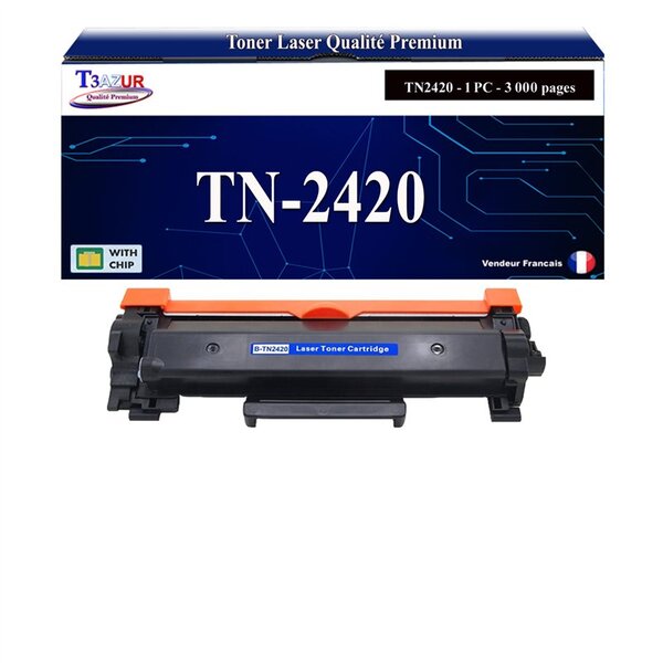 T3AZUR - Toner compatible avec Brother TN2420  TN2410 pour Brother DCP-L2510D  DCP-L2512D  DCP-L2530DW  DCP-L2537DW  DCP-L2550DN - 3 000 pages