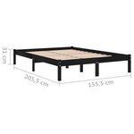 vidaXL Cadre de lit Noir Bois massif 150x200 cm Très grand