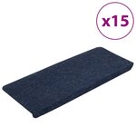 vidaXL Tapis d'escalier auto-adhésifs 15 Pièces 65x24 5x3 5 cm Bleu