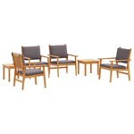 Ensemble de salle à manger de jardin 6 pièces avec coussins en bois d'acacia