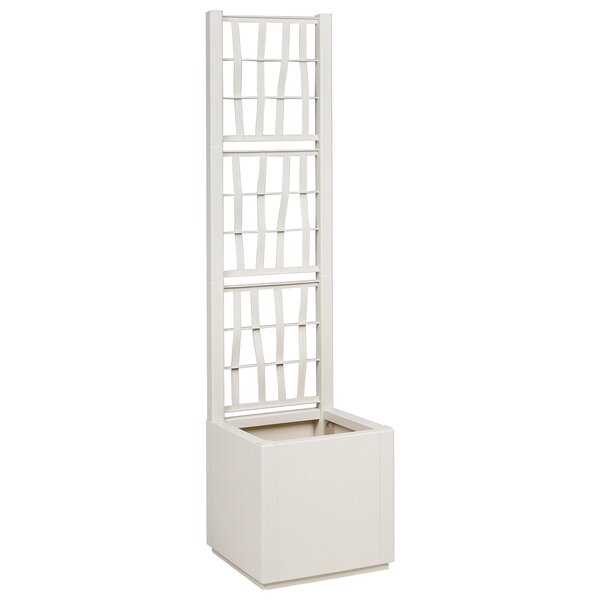 Jardinière vidaXL avec treillis Blanc 36x36x140 cm PP
