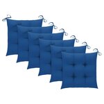 vidaXL Chaises de jardin avec coussins bleu lot de 6 Bois teck massif