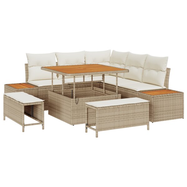 vidaXL Ensemble de Canapés de Jardin 8 pièces avec Coussins en Poly Rattan Beige