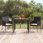 vidaXL Table de jardin dessus en bois Noir 90x90x75 cm Résine tressée