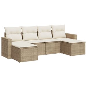 vidaXL Salon de jardin avec coussins 6 Pièces beige résine tressée