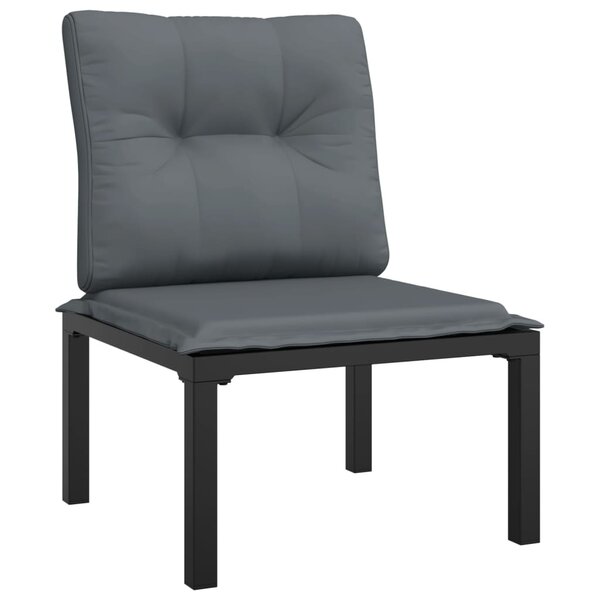 vidaXL Chaise de jardin avec coussins noir/gris résine tressée