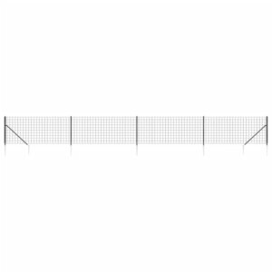 vidaXL Clôture en treillis métallique et ancrage anthracite 1x10 m