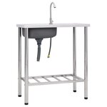 vidaXL Évier de camping Seul lavabo avec robinet Acier inoxydable