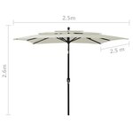 vidaXL Parasol à 3 niveaux avec mât en aluminium Sable 2 5x2 5 m