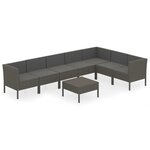 vidaXL Salon de jardin 8 Pièces avec coussins résine tressée gris
