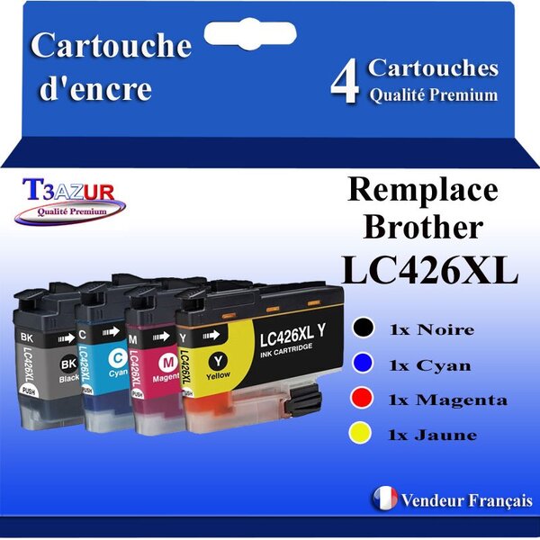 T3AZUR- 4x Cartouche compatible avec Brother LC426 XL pour Brother MFC-J4335DW MFC-J4340DW MFC-J4340DWE