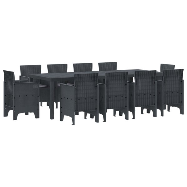 vidaXL Ensemble de Salle à Manger de Jardin de 11 Pièces avec Coussins Anthracite Rattan Synthétique