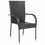 vidaXL Chaises empilables d'extérieur lot de 2 Résine tressée Marron