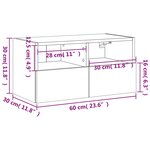 vidaXL Meuble TV mural chêne fumé 60x30x30 cm bois d'ingénierie