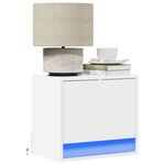 vidaXL Tables de chevet murales avec lumières LED 2 Pièces blanc
