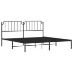 vidaXL Cadre de lit métal avec tête de lit noir 200x200 cm