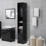 vidaXL Ensemble de meubles de salle de bain 3 Pièces Noir Aggloméré
