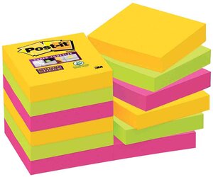 Lot de 12 bloc-notes Super Sticky Notes, 48 x 48 mm, Rio POST-IT