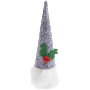 Lutin de Noël en feutrine gris 16 5 cm