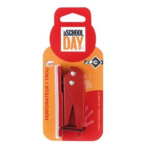 Perforateur 1 trou capacité 20 feuilles, coloris assortis. Sous blister JPC