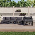 vidaXL Salon de jardin avec coussins 5 Pièces anthracite acier